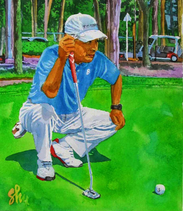 【 注文描画 】有名ゴルフ雑誌の表紙で有名な久我 修一があなただけに思い出の一枚を描きます。